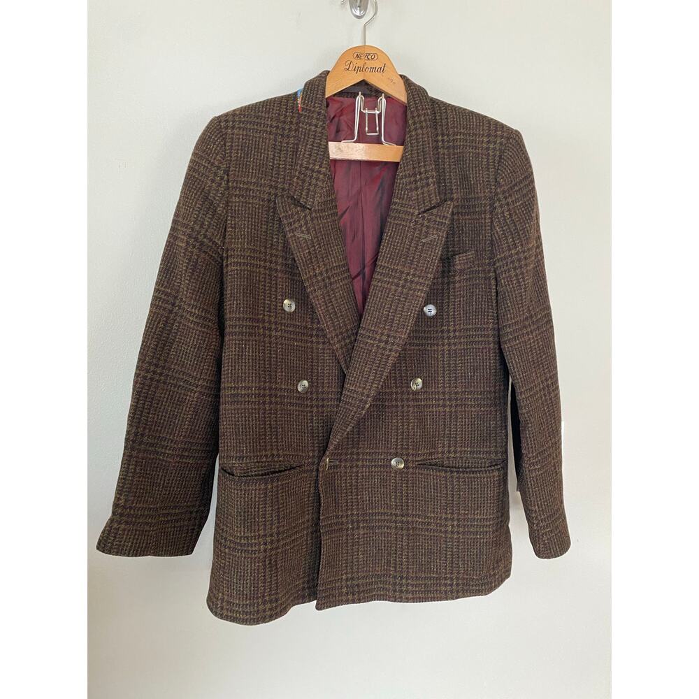 Vtg Peek & Cloppenburg 100% Wool Double Breasted Blazer Germany Sz 50 Vent Lined